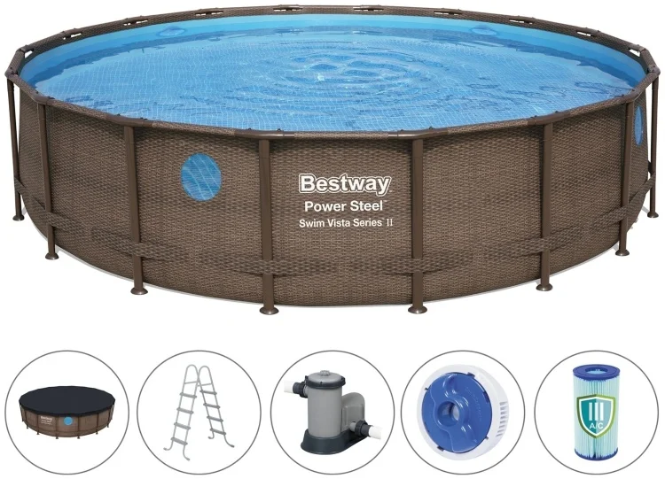 Бассейн каркасный Bestway Power Steel 56977 549 см коричневый - ForteMarket Бассейн каркасный Bestway Power Steel 56977 549 см коричневый купить,0