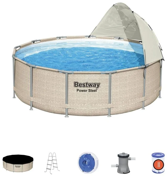 Бассейн каркасный Bestway Power steel 396 см бежевый