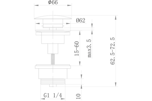 Донный клапан без перелива Abber AF0011NG черный