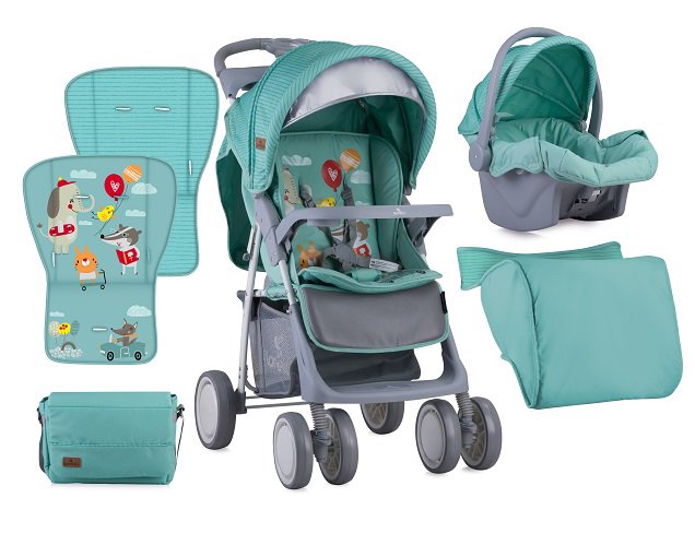 Коляска Lorelli Foxy Happy Animals 1808 зеленая  купить,NaN