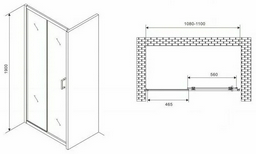 Душевая дверь Abber Schwarzer Diamant AG301105 110x190см