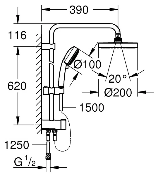 Душевая система Grohe New Tempesta Cosmopolitan 27394002 хром купить,0