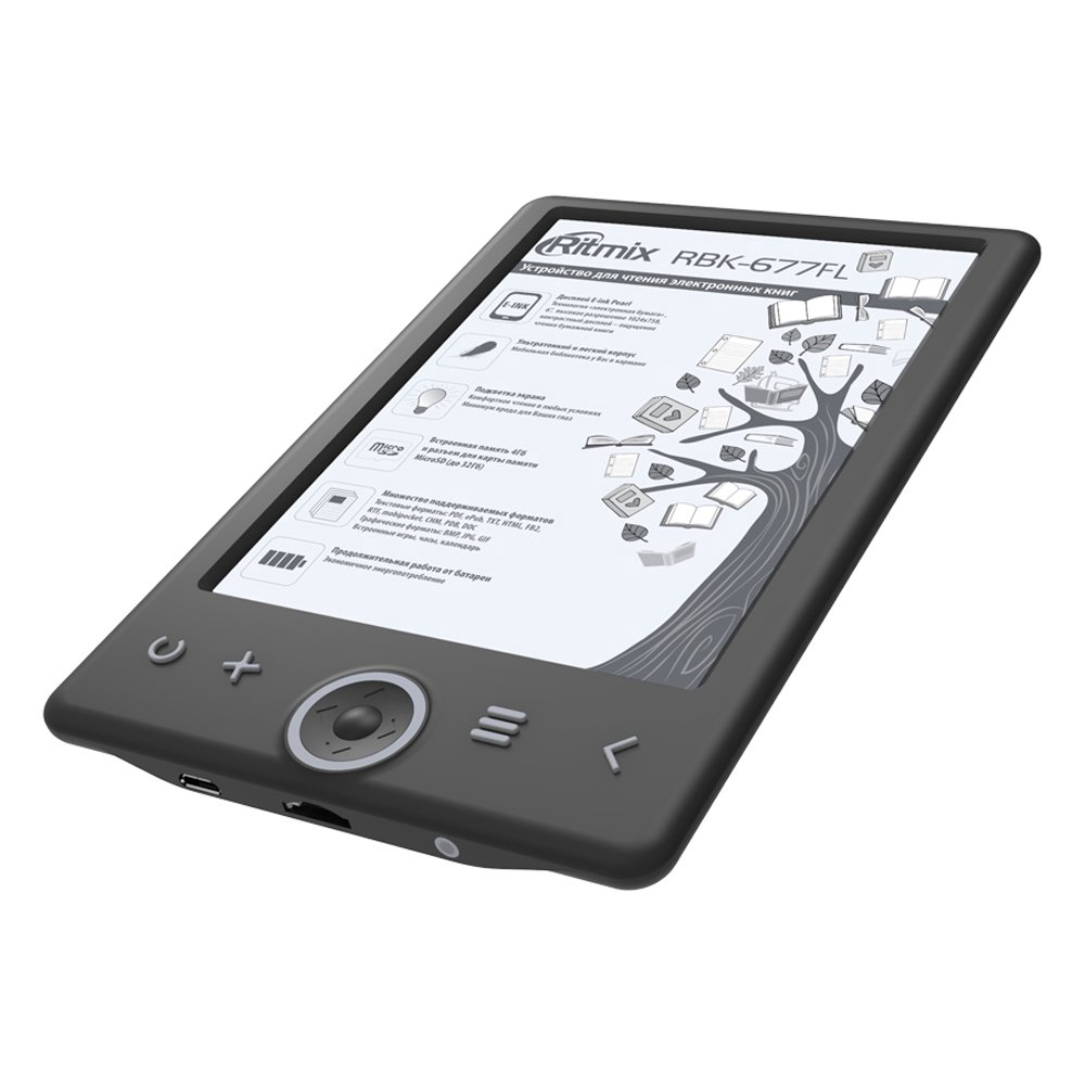 Электронная книга Ritmix RBK-677FL черная купить,NaN