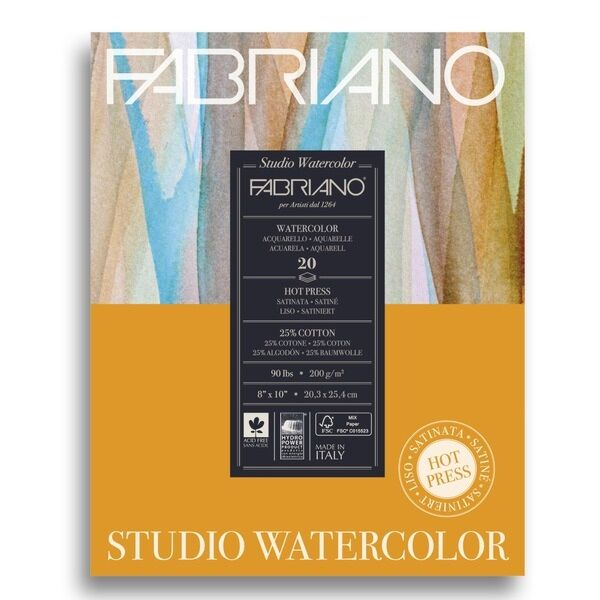 Альбом для акварели Fabriano Watercolour Studio 200 г/м2 203x254 мм 20 л 19202001 купить,NaN