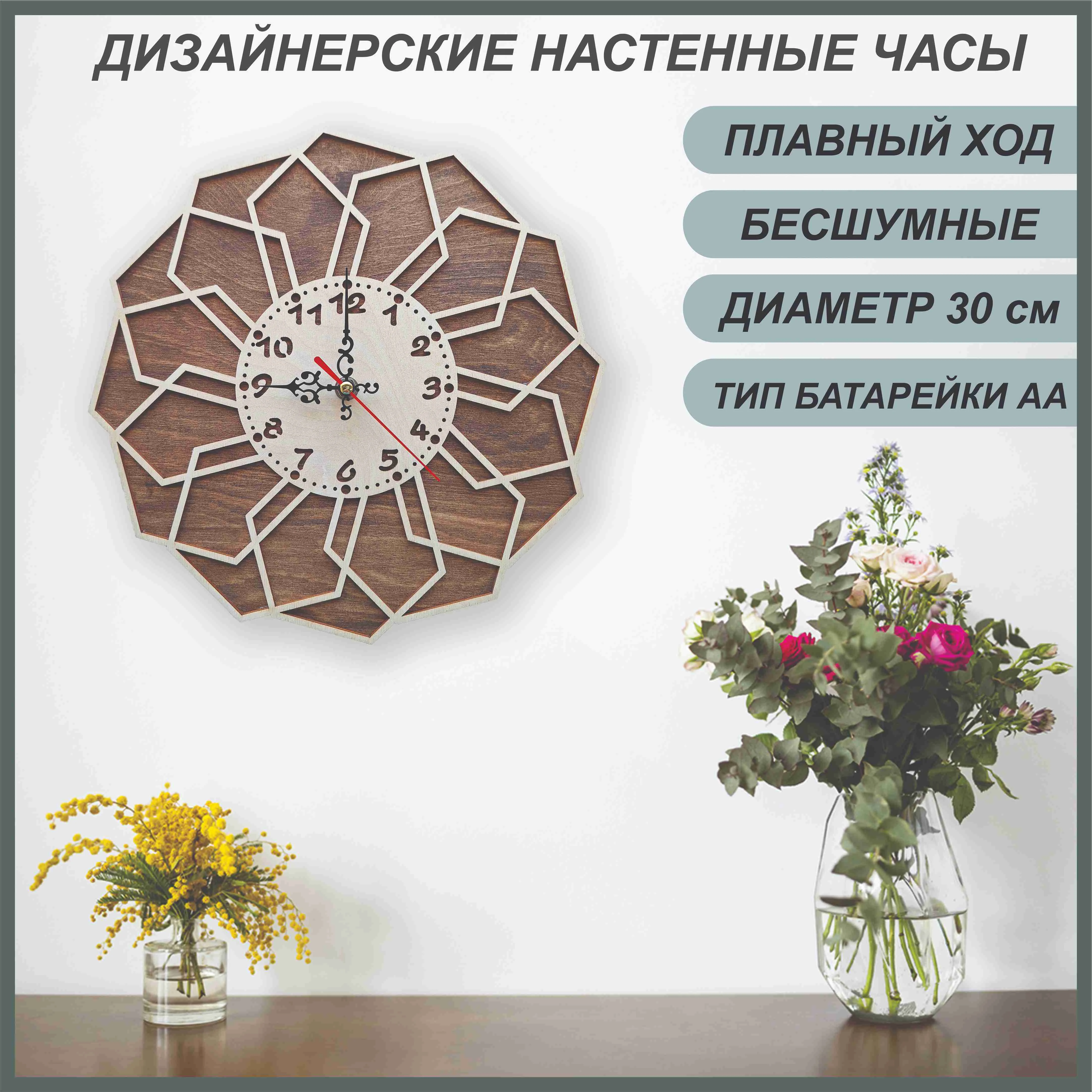 Настенные часы Идея в Дом Геометрия 7 коричнево-бежевые купить,0