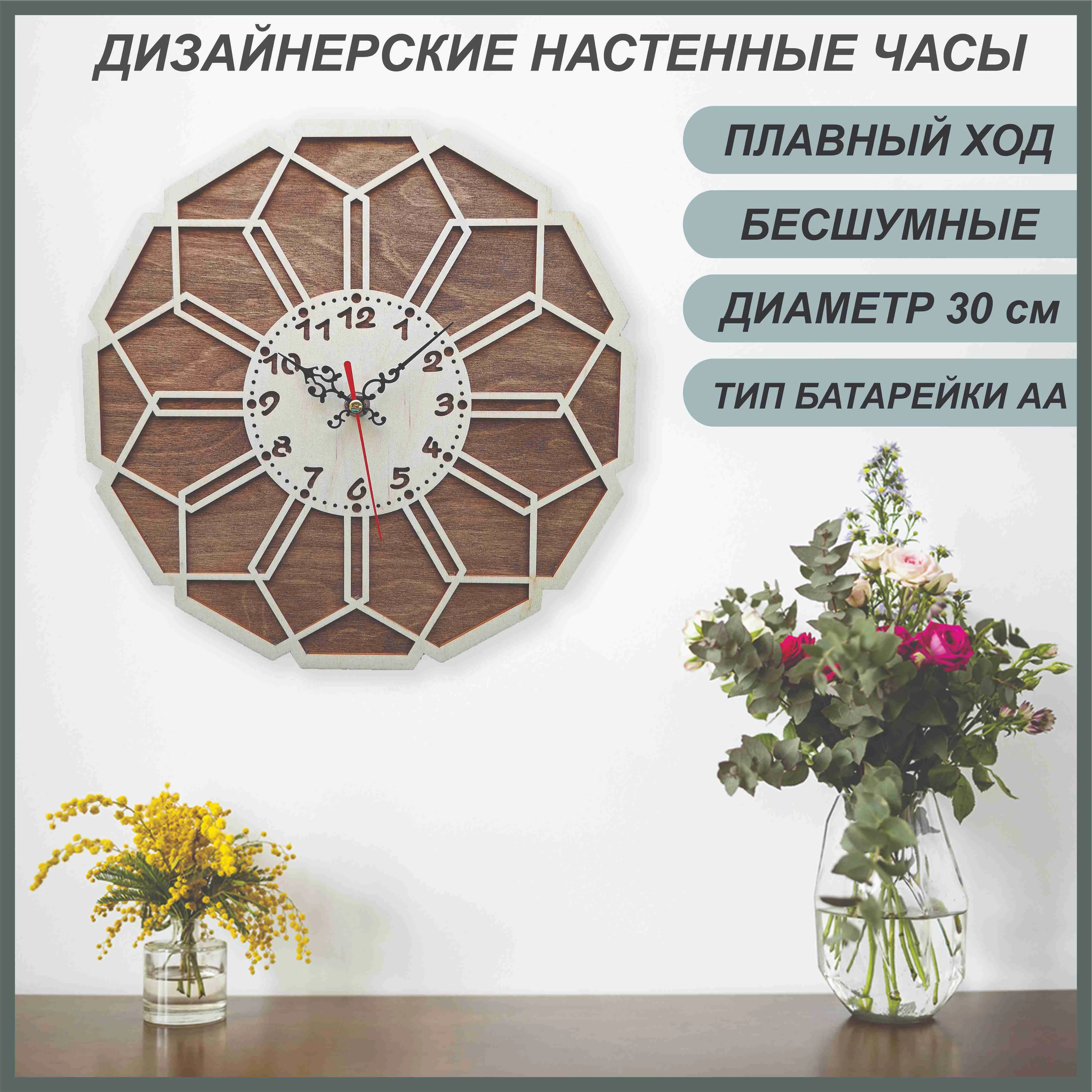 Настенные часы Идея в Дом Геометрия 8 коричнево-бежевые купить,0