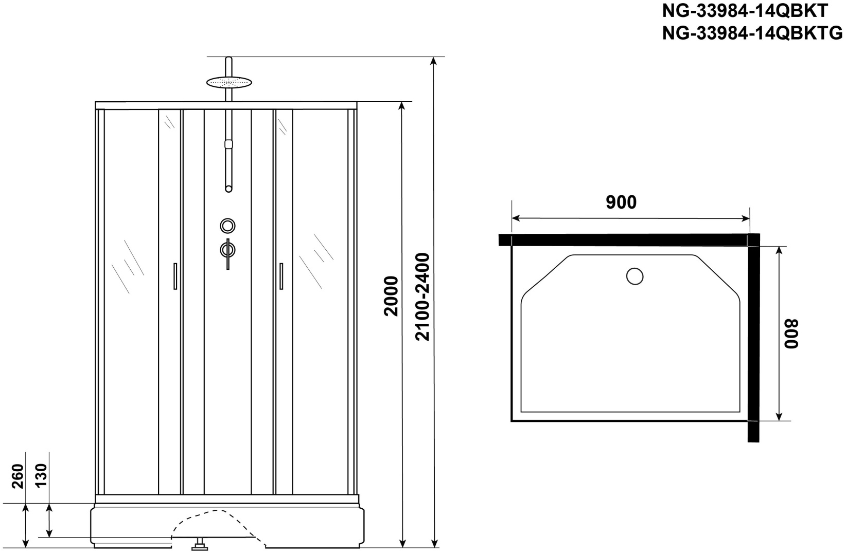 Душевая кабина Niagara NG-33984-14QBKT 90х80х215см белый купить,NaN