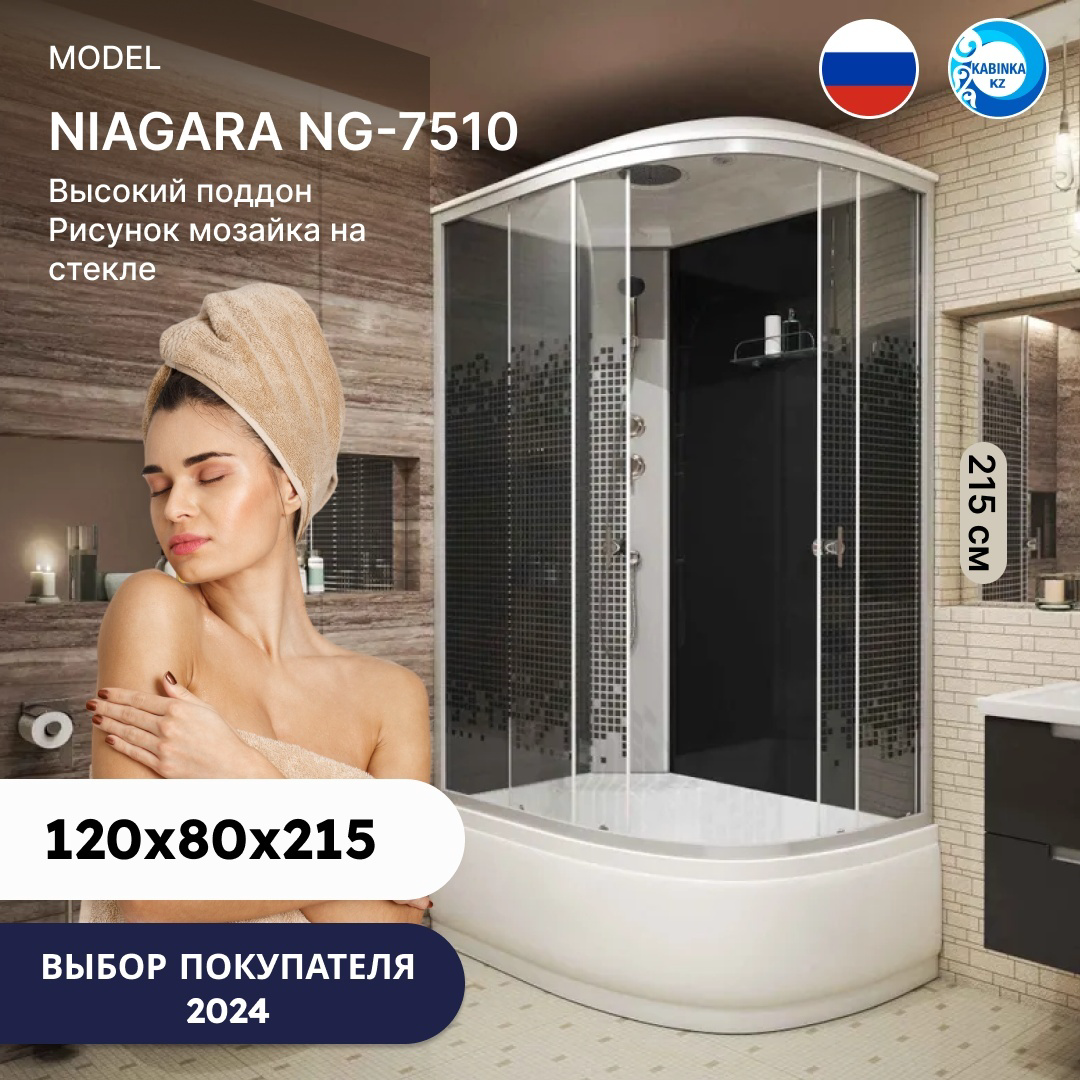 Душевая кабина Niagara NG-7510-14L Black 120х80х215см черный