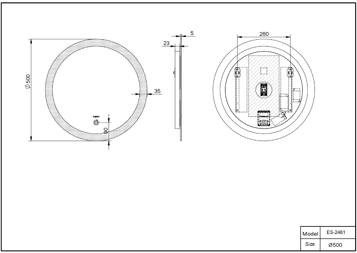 Зеркало Esbano ES-2481 50x50см белый купить,127100