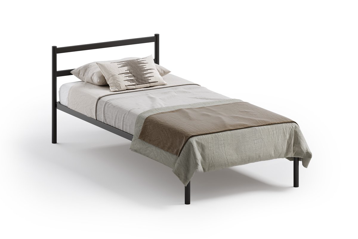 Кровать металлическая с матрасодержателем Квадрат Мета 91х201 черная купить,NaN