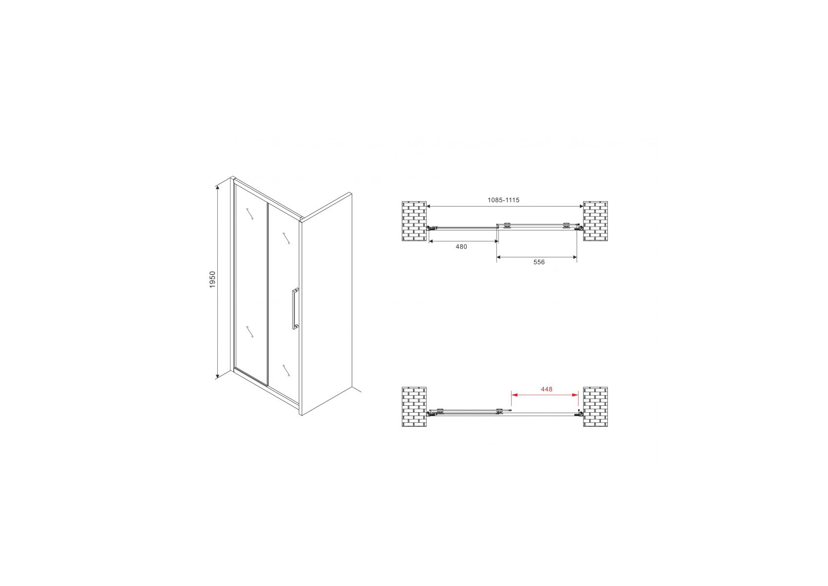 Душевая дверь Abber Schwarzer Diamant AG30110MH 110x195см купить,200300