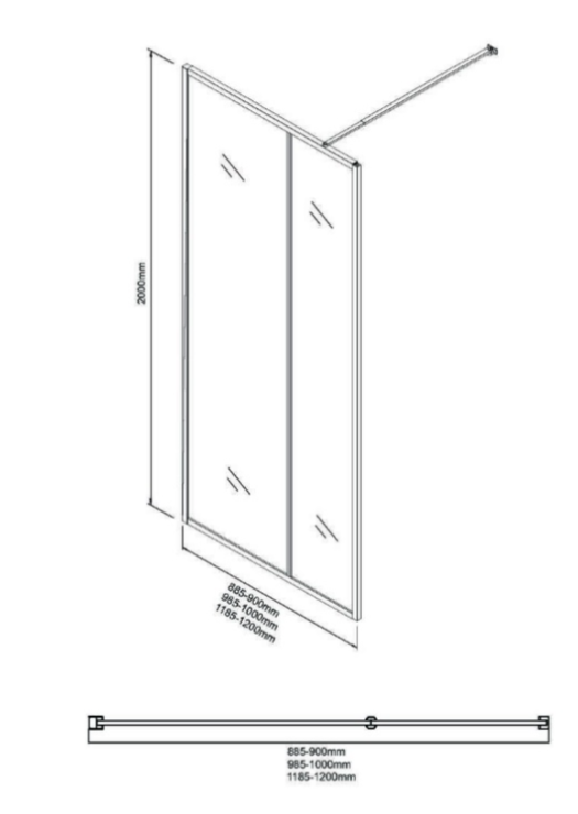 Душевая перегородка Niagara Nova NG-481-10FBLACK 100х200см купить,NaN
