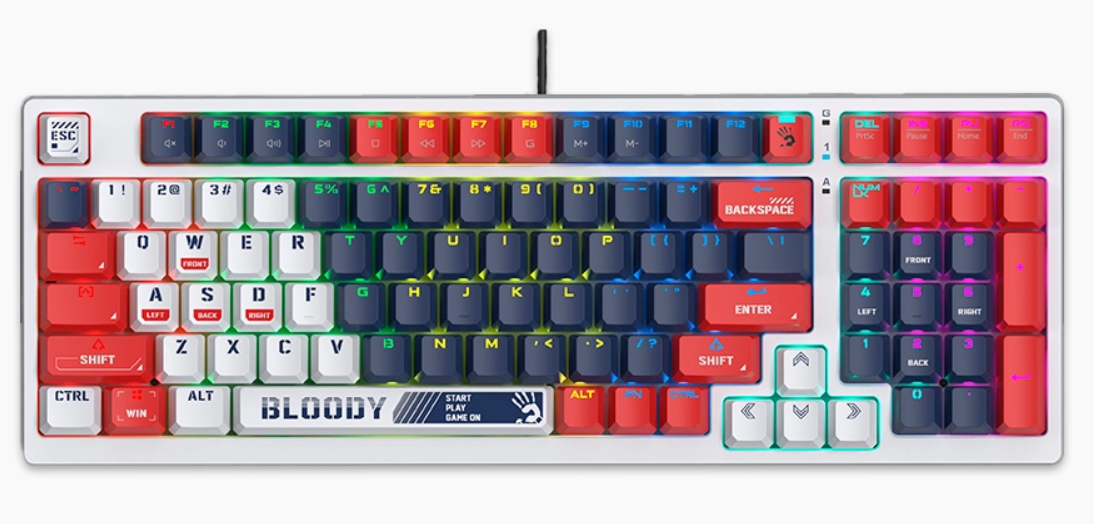 Клавиатура Bloody S98-Navy красно-бело-синяя