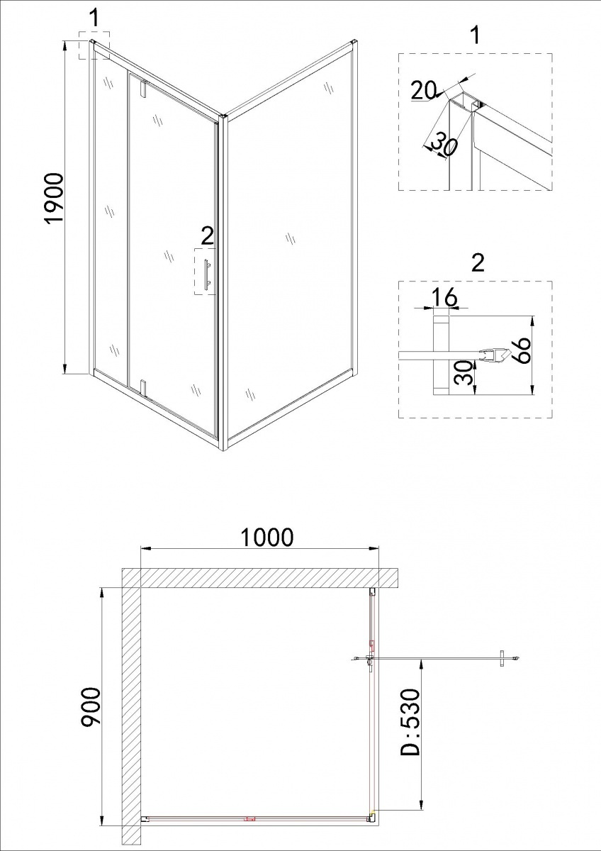 Панель боковая Veconi KP06B-90-01-C4 90х195см серый