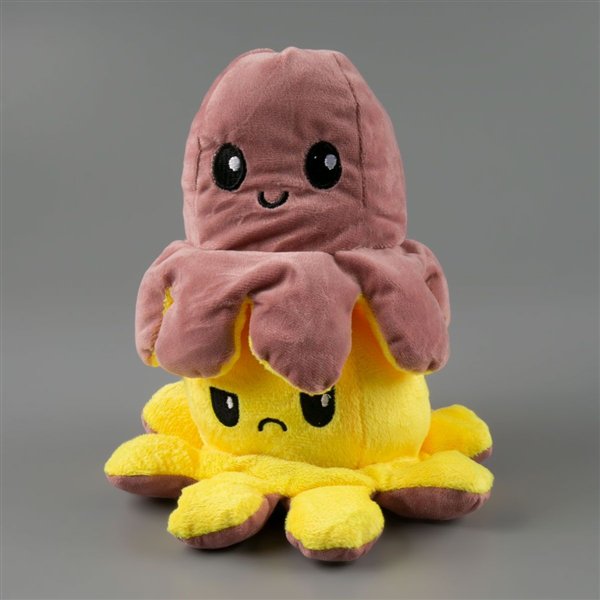Мягкая игрушка Octopus Осьминог-перевертыш 10см жёлтая-коричневая  купить,NaN