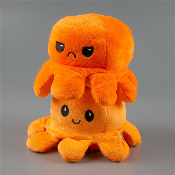 Мягкая игрушка Octopus Осьминог-перевертыш 10см  оранжевая-светло-оранжевая   купить,NaN