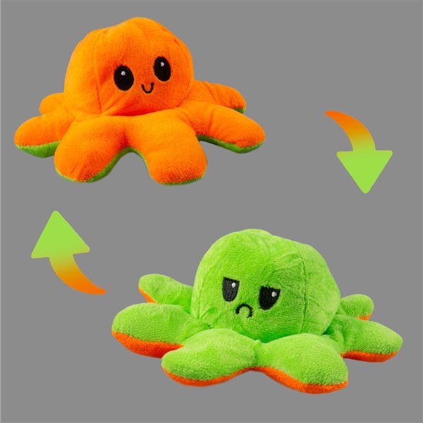 Мягкая игрушка Octopus Осьминог-перевертыш 10см  оранжевая-зелёная   купить,NaN