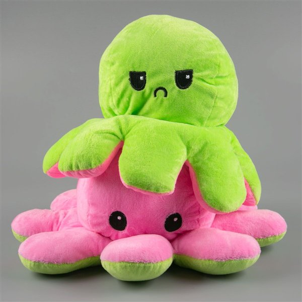 Мягкая игрушка Octopus Осьминог-перевертыш 30см зелёная-розовая купить,NaN