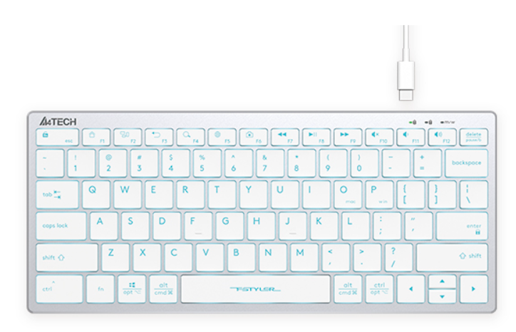 Клавиатура A4tech FX61 Ice Blue Led белая