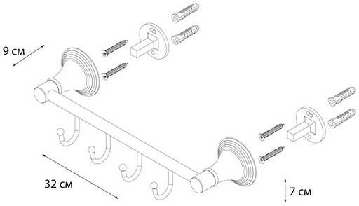 Планка Fixsen 71605-4B 32х8.5х8.5см черный