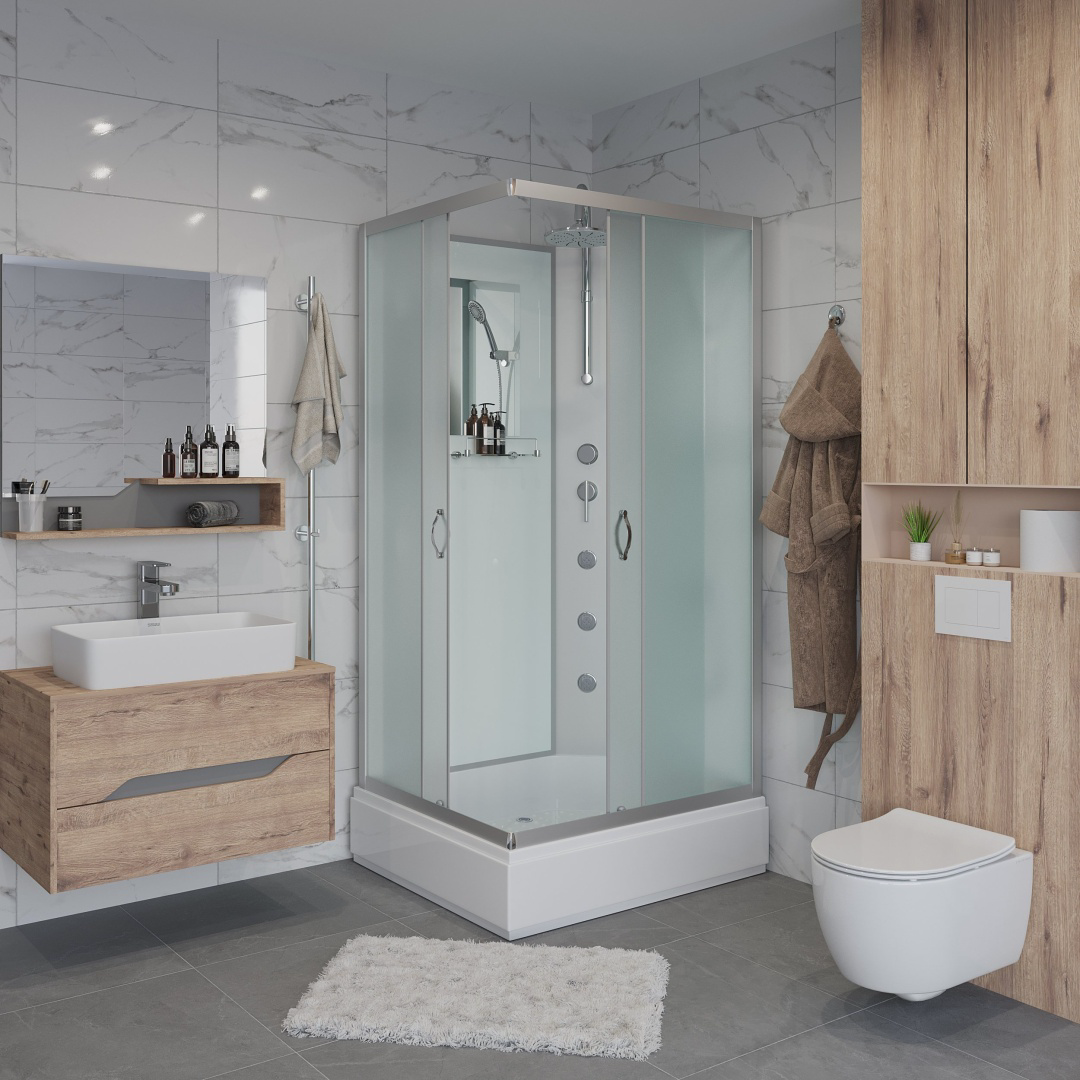 Кабина душевая Niagara NG-33984-14QBKTG 90х80х215см серый купить,NaN