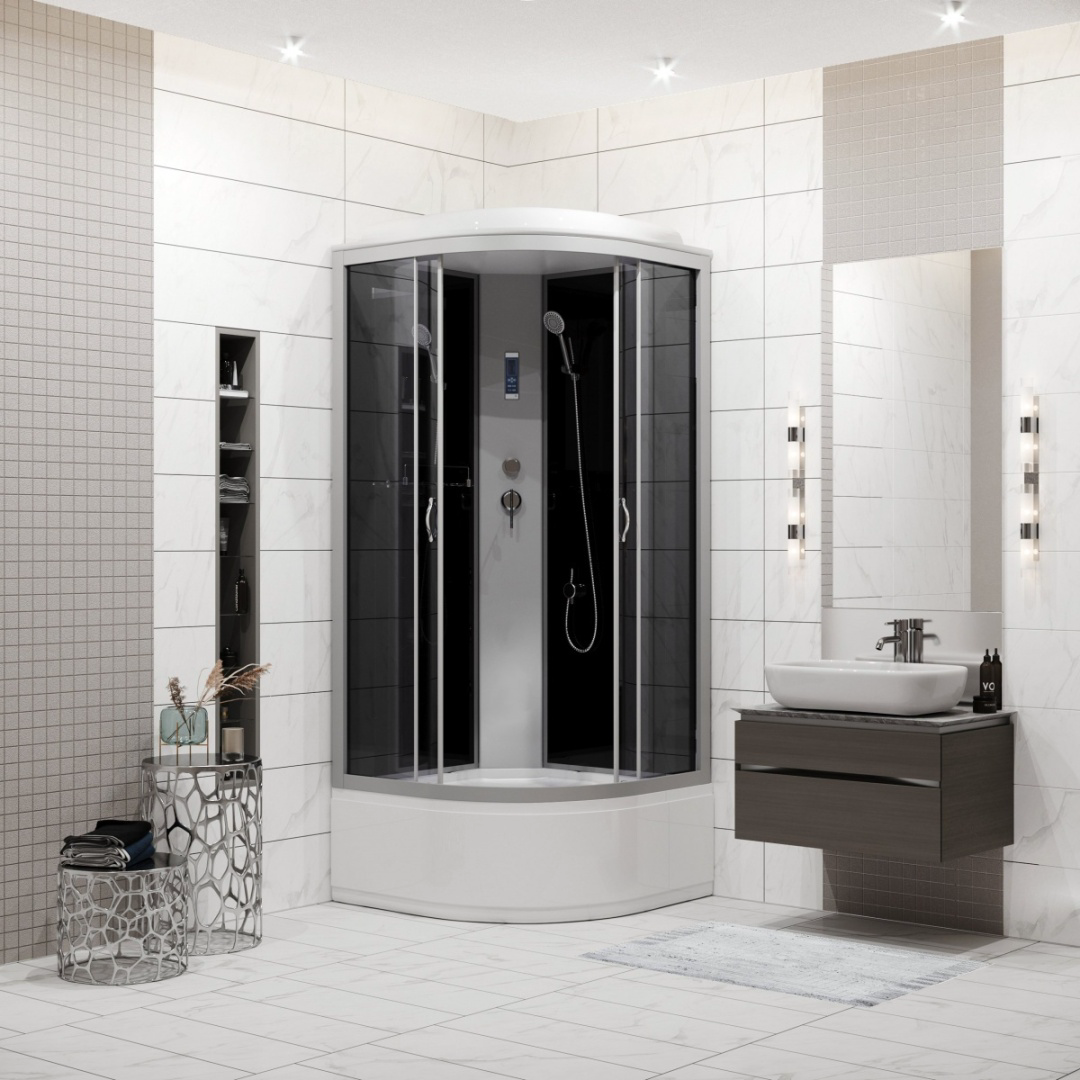 Кабина душевая Niagara NG-2508-14P 90х90х215см черный купить,NaN