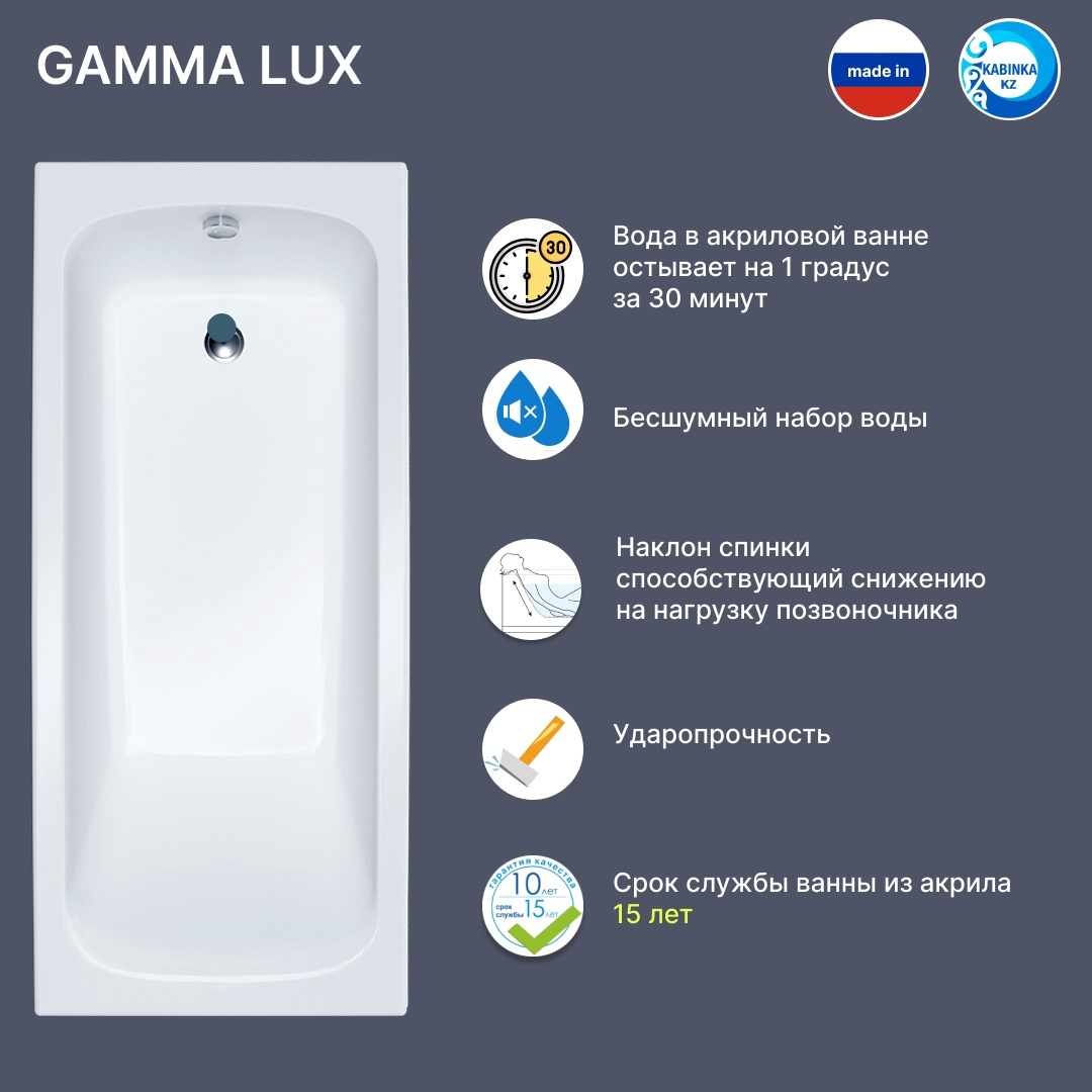Ванна Kabinka.kz Gamma Lux 170х61.5х70см белый