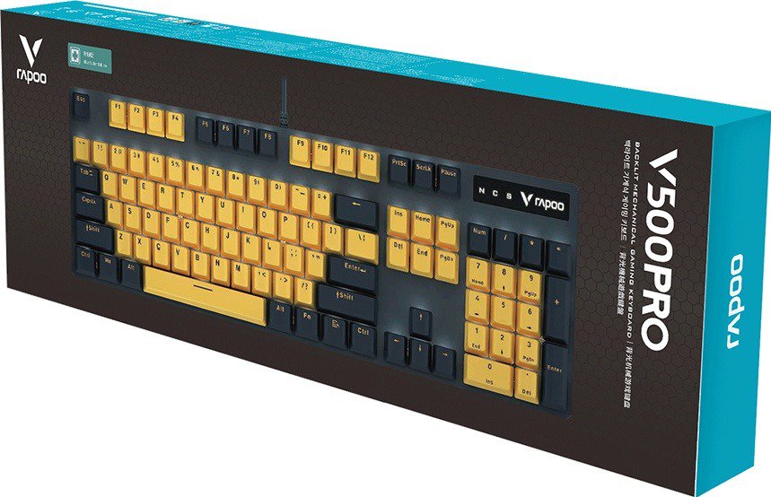 Клавиатура Rapoo V500PRO желто-синяя купить,0