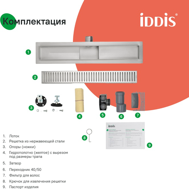 Лоток душевой Iddis 975A6SB10DZ 7х60см серый купить,39600