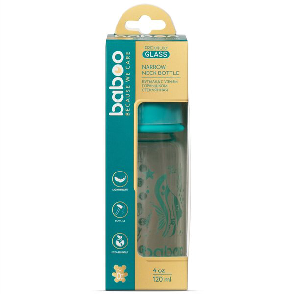 Бутылочка  Baboo  Sea life 0м+ 120мл  бирюзовая купить,NaN