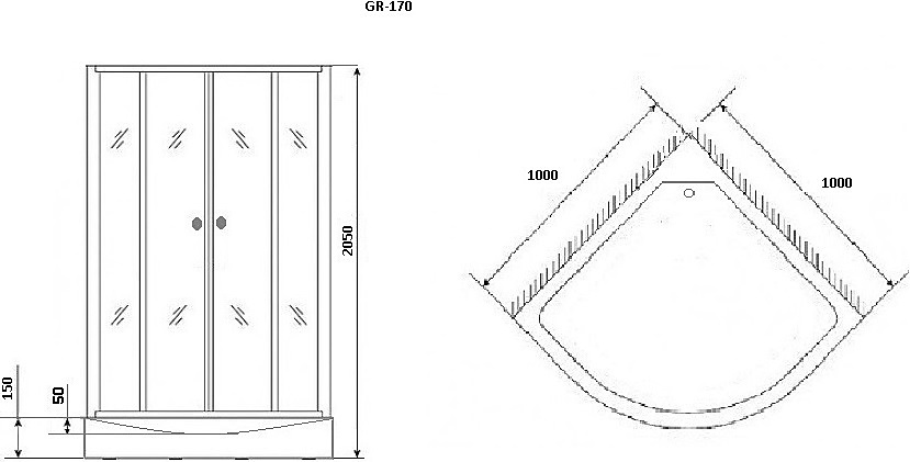 Душ.кабина Grossman Classic GR170 100x100x205см