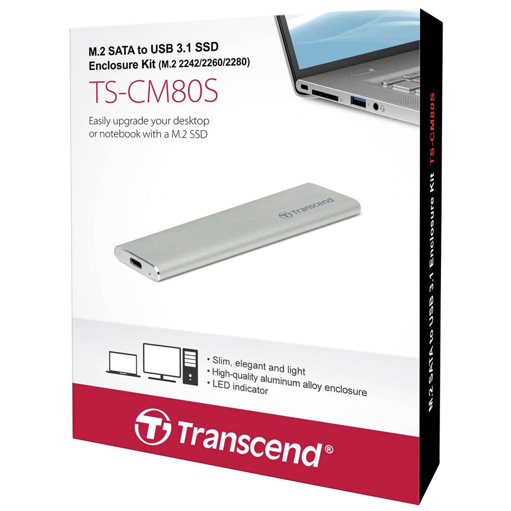Внешний бокс для установки SSD Transcend TS-CM80S серебристый купить,NaN
