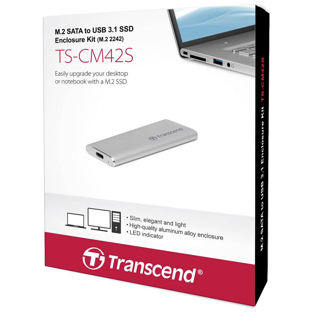 Внешний бокс для установки SSD Transcend TS-CM42S серебристый купить,NaN