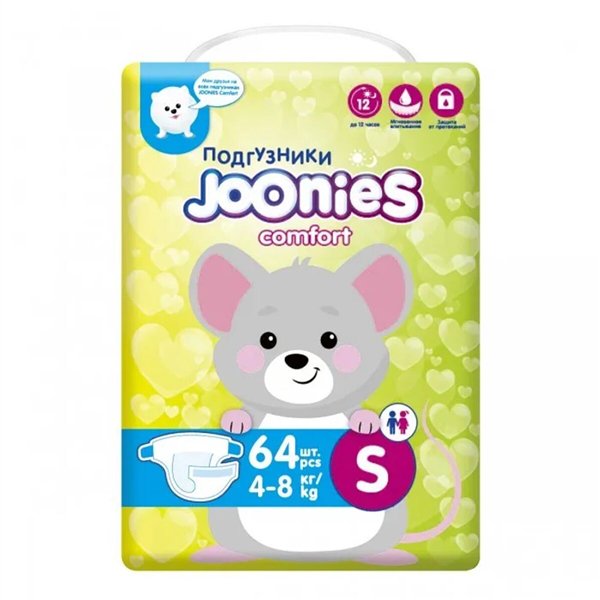 Подгузники Joonies Comfort  S 4-8 кг 64шт купить,NaN