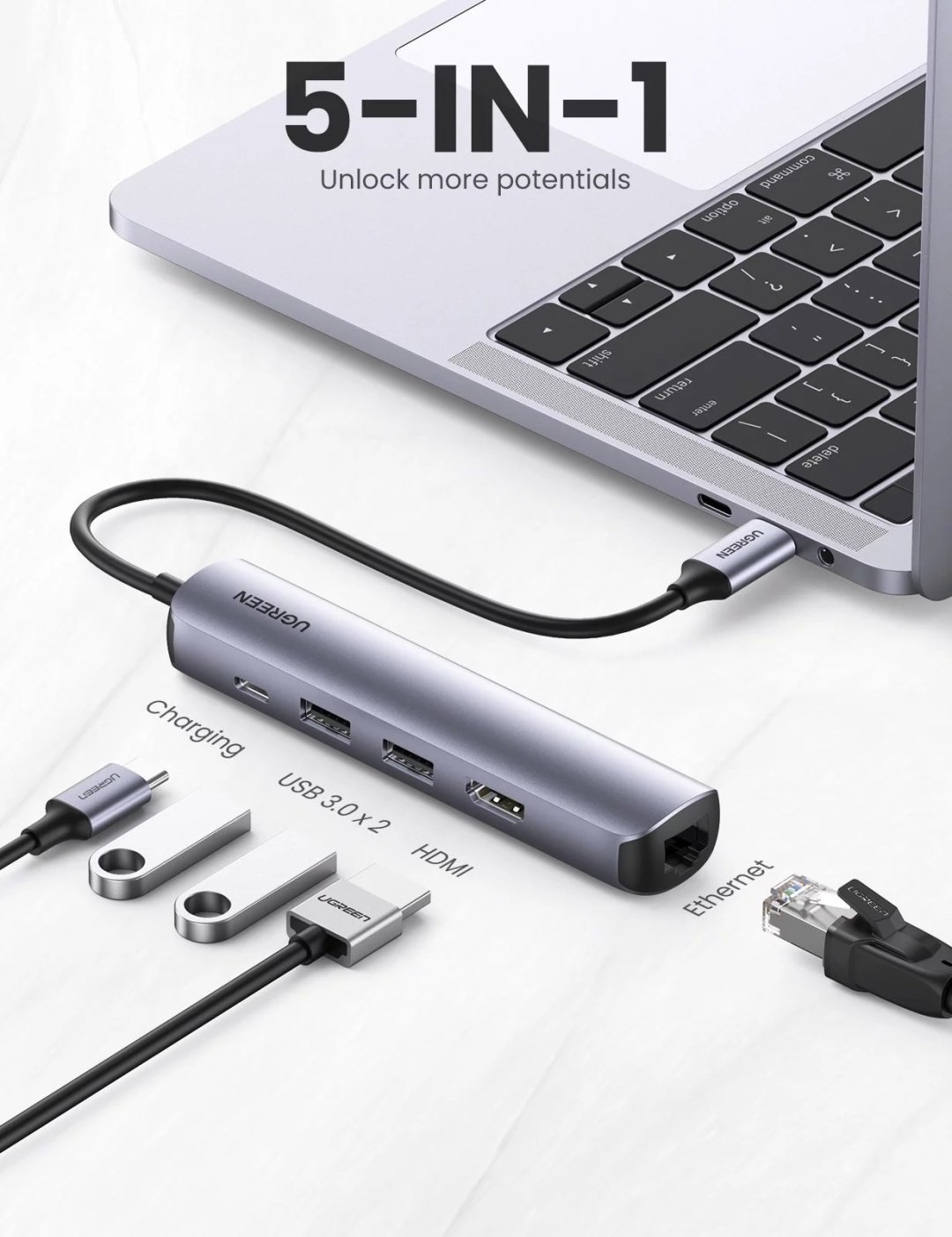 Док-станция Ugreen 10919 серебристый купить,NaN
