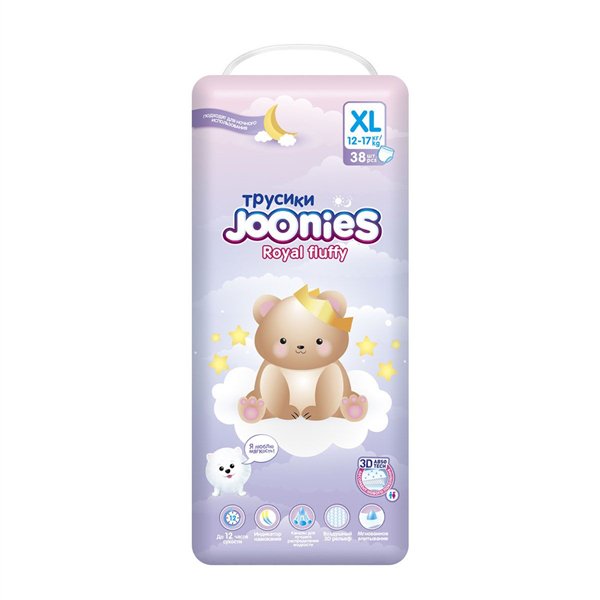 Трусики-подгузники Joonies Royal Fluffy  XL 12-17 кг 38шт купить,NaN