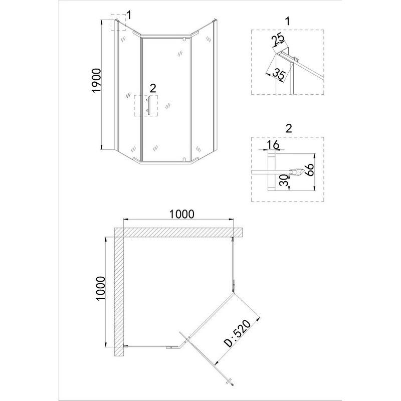 Душевое ограждение Niagara NG-6834-08 Black 100x100x190см
