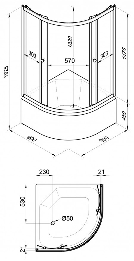 Душевое ограждение Тритон Ультра 90x90x215см белый