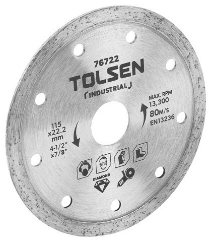 Диск отрезной алмазный 115x22.2х4 мм, TOLSEN 76722