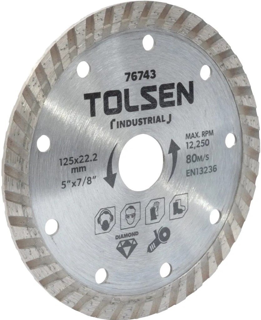 Диск отрезной алмазный 125x22.2х10 мм, TOLSEN 76743