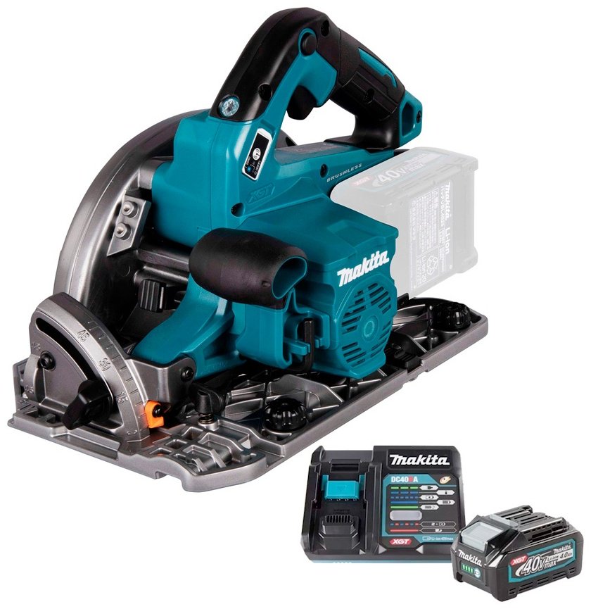 Дисковая пила Makita HS004GZ + BL4025 (191B36-3) + DC40RA (191E10-9), аккумуляторная