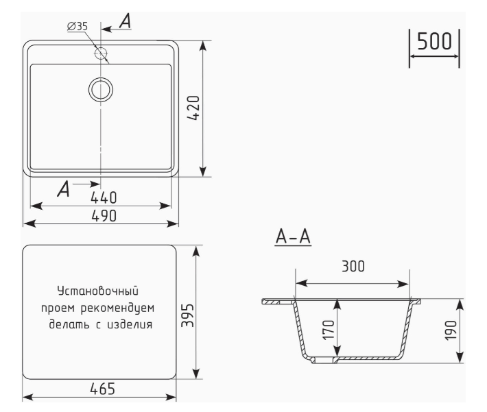 Мойка кухонная Cetus С-490-004 49х42х19см черный