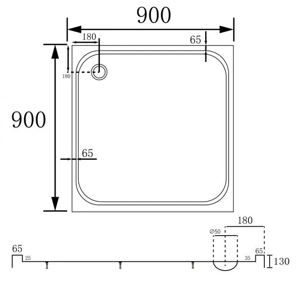 Душевой поддон Abber AD3D090 90х90см белый купить,93530