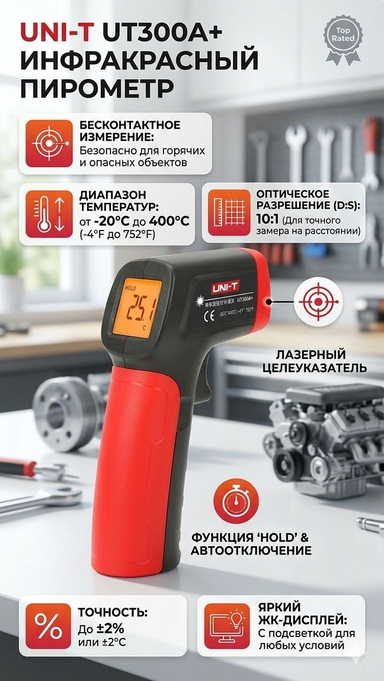 UNI-T пирометр UT300A+ Термометр инфракрасный купить,NaN