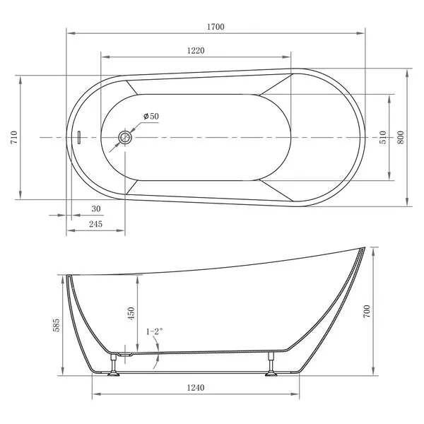 Ванна Abber AB9501 170х71х70см белый купить,NaN