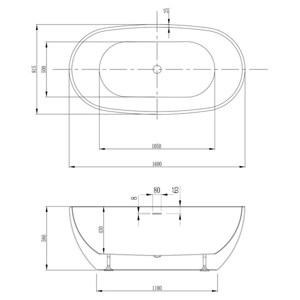 Ванна Abber AB9263-1.6 160х81.5х58см белый купить,NaN