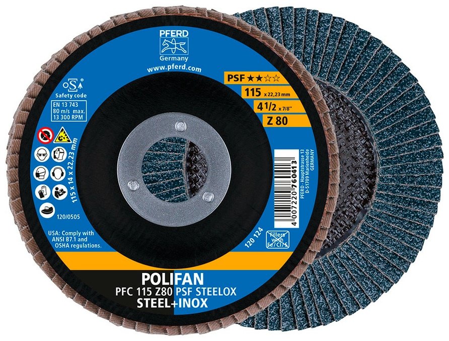 Pferd шлифовальный абразивный диск PFC 115 Z 80 PSF STEELOX 115x22.23 мм 1 шт купить,NaN