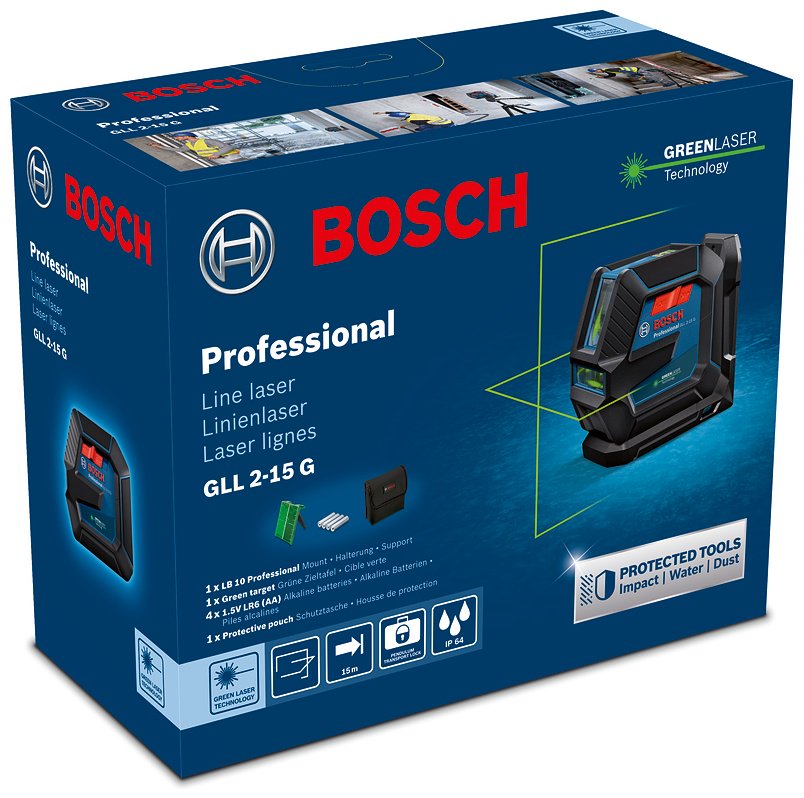 Лазерный уровень Bosch линейный GLL 2-15 G + LB 10 купить,NaN