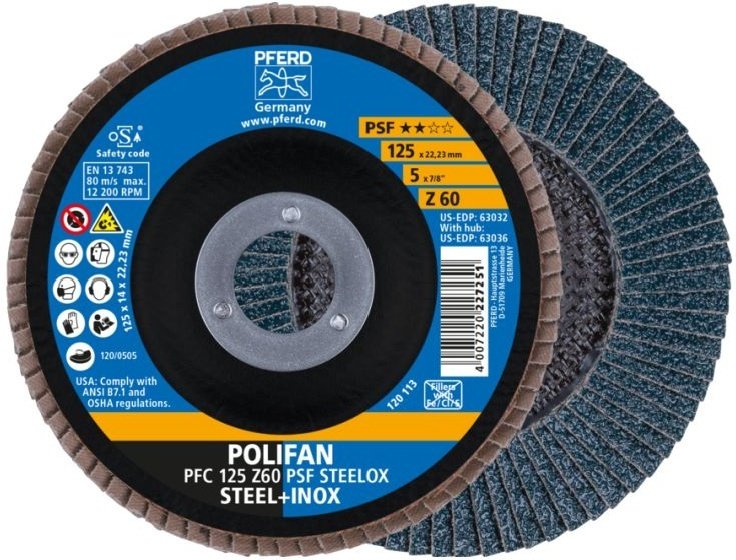 Pferd лепестковый диск PFC 125 Z 80 PSF STEELOX/ PFC125Z80 125x22 мм 1 шт купить,NaN
