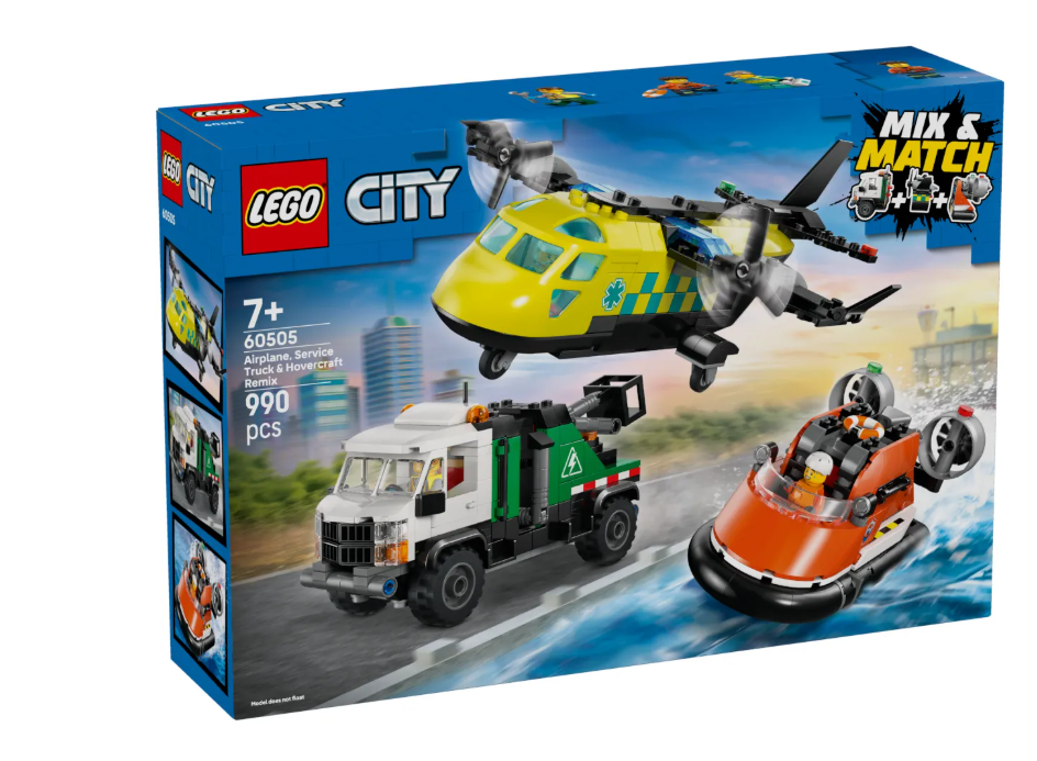 Конструктор Lego Самолёт, служебный грузовик и катер на воздушной подушке City 60505 купить,56634